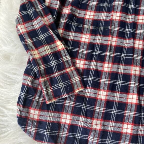 Club Room Shirt Sz L Navy Blue Red White Flannel Check 100% Cotton Casual Mens - Picture 9 of 9